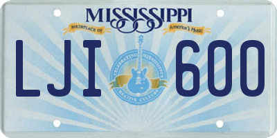 MS license plate LJI600