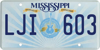 MS license plate LJI603