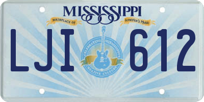 MS license plate LJI612