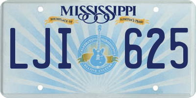 MS license plate LJI625