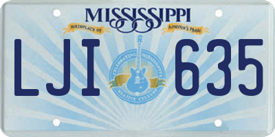 MS license plate LJI635