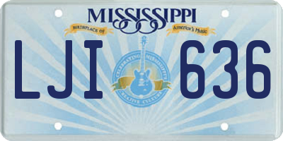 MS license plate LJI636
