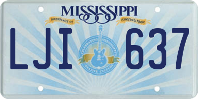 MS license plate LJI637