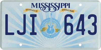 MS license plate LJI643