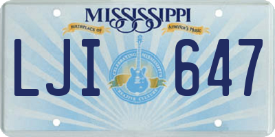 MS license plate LJI647