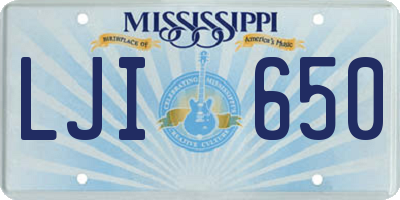 MS license plate LJI650