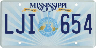 MS license plate LJI654