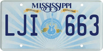 MS license plate LJI663
