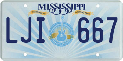 MS license plate LJI667
