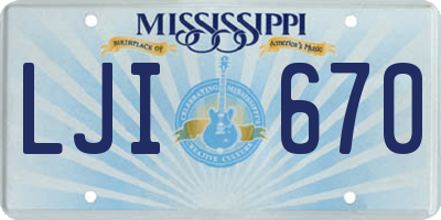 MS license plate LJI670