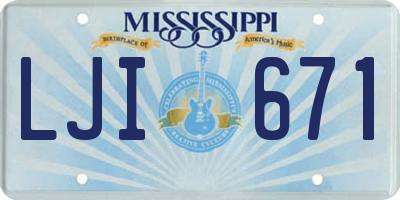 MS license plate LJI671
