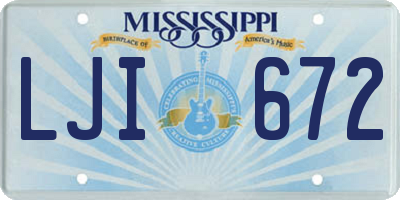 MS license plate LJI672