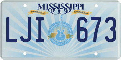 MS license plate LJI673
