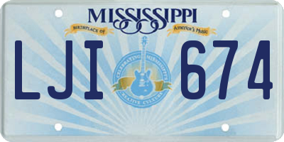 MS license plate LJI674