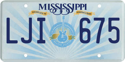 MS license plate LJI675