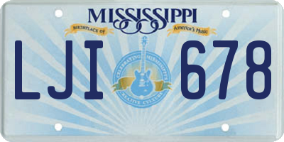 MS license plate LJI678