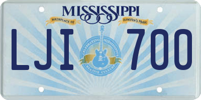 MS license plate LJI700