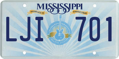 MS license plate LJI701
