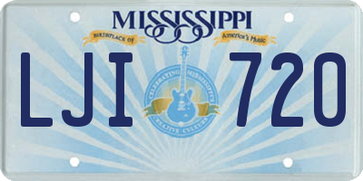 MS license plate LJI720