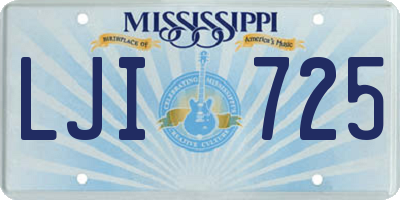 MS license plate LJI725
