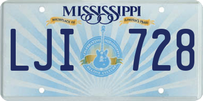 MS license plate LJI728