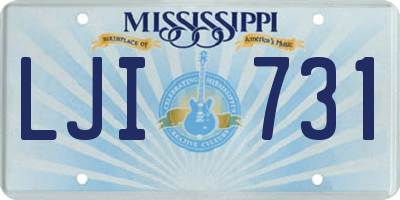 MS license plate LJI731