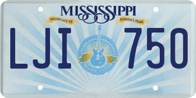 MS license plate LJI750