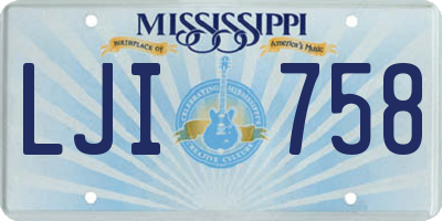 MS license plate LJI758