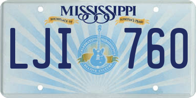 MS license plate LJI760