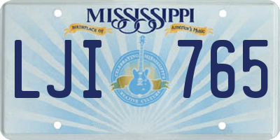 MS license plate LJI765