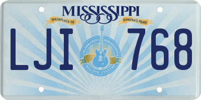 MS license plate LJI768