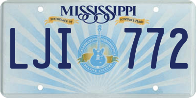MS license plate LJI772