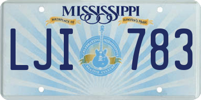 MS license plate LJI783