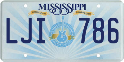 MS license plate LJI786
