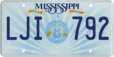 MS license plate LJI792