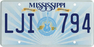MS license plate LJI794