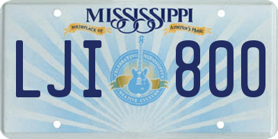 MS license plate LJI800
