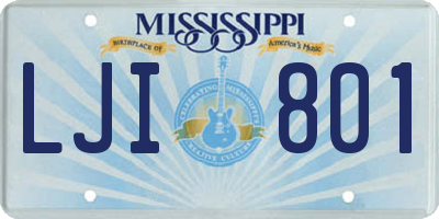 MS license plate LJI801