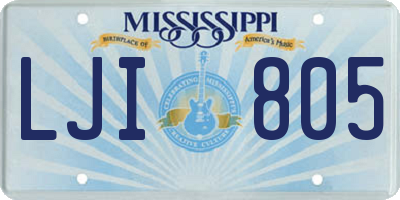 MS license plate LJI805