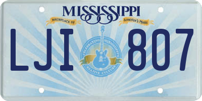 MS license plate LJI807