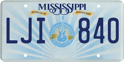 MS license plate LJI840