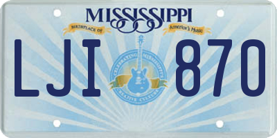 MS license plate LJI870