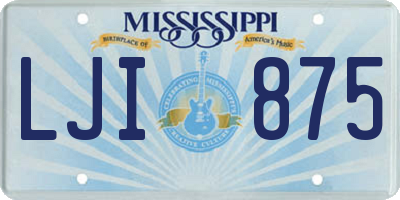 MS license plate LJI875