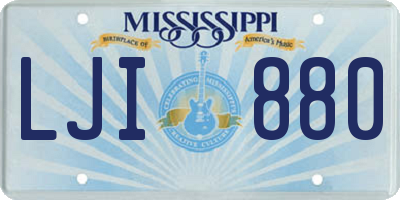 MS license plate LJI880