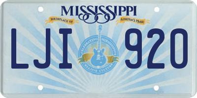 MS license plate LJI920