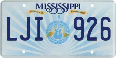 MS license plate LJI926