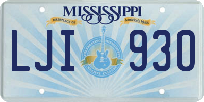 MS license plate LJI930
