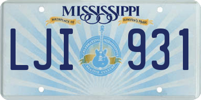 MS license plate LJI931