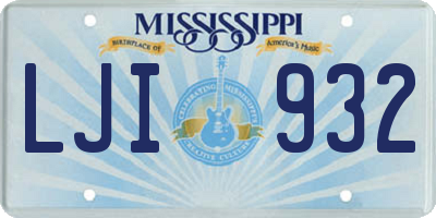 MS license plate LJI932