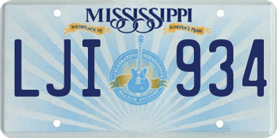 MS license plate LJI934